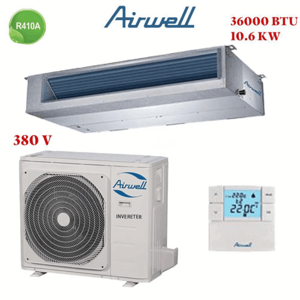 Climatiseur gainable Airwell 36000 btu inverter 10.5 kw 380v