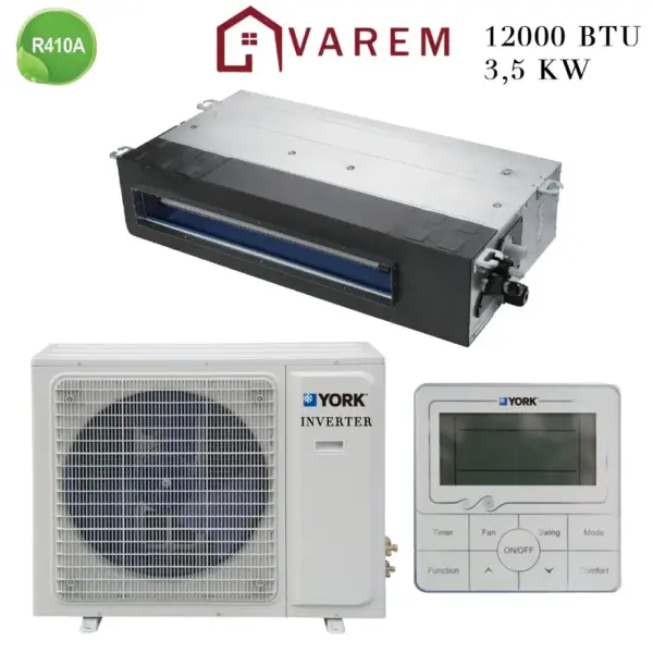 Climatiseur York Gainable 12000 BTU Inverter 3.5 kW