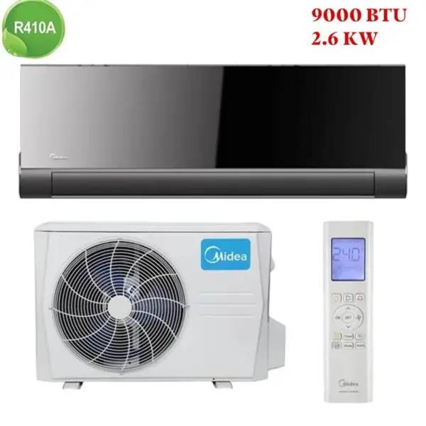 Climatiseur Split Mural Midea 9000 btu Black Mirror