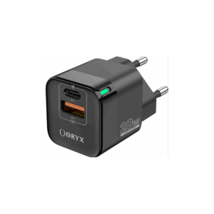 Chargeur Oryx 20 W PD – USB‑C + USB‑A – Noir