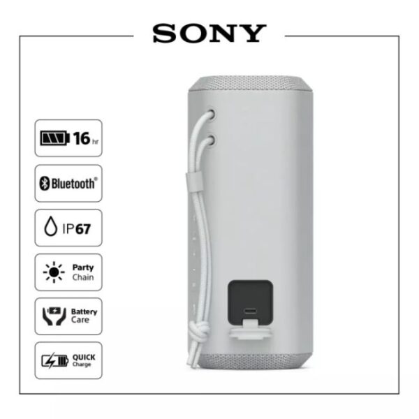Sony – Enceinte Bluetooth Portable Gris Clair 16h d’Autonomie – Image 2