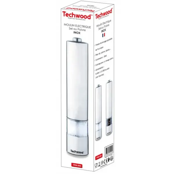 MOULIN ELECTRIQUE SEL ET POIVRE INOX TECHWOOD – Image 2